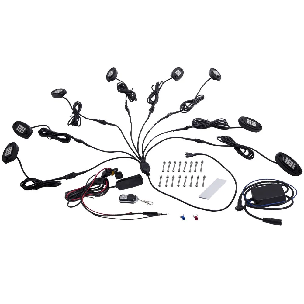 

Wireless LED Rock Light Pods 8pc for Jeeps ATV Trucks Underglow with Switch