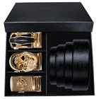 Мужской ремень из натуральной кожи с автоматической пряжкой Hi-Tie, черный длинный Модный свадебный ремень в деловом стиле, коробка для подарка для мужчин