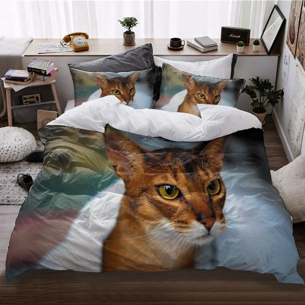 Набор с трехмерным рисунком кота декоративный пододеяльник наволочкой размеры