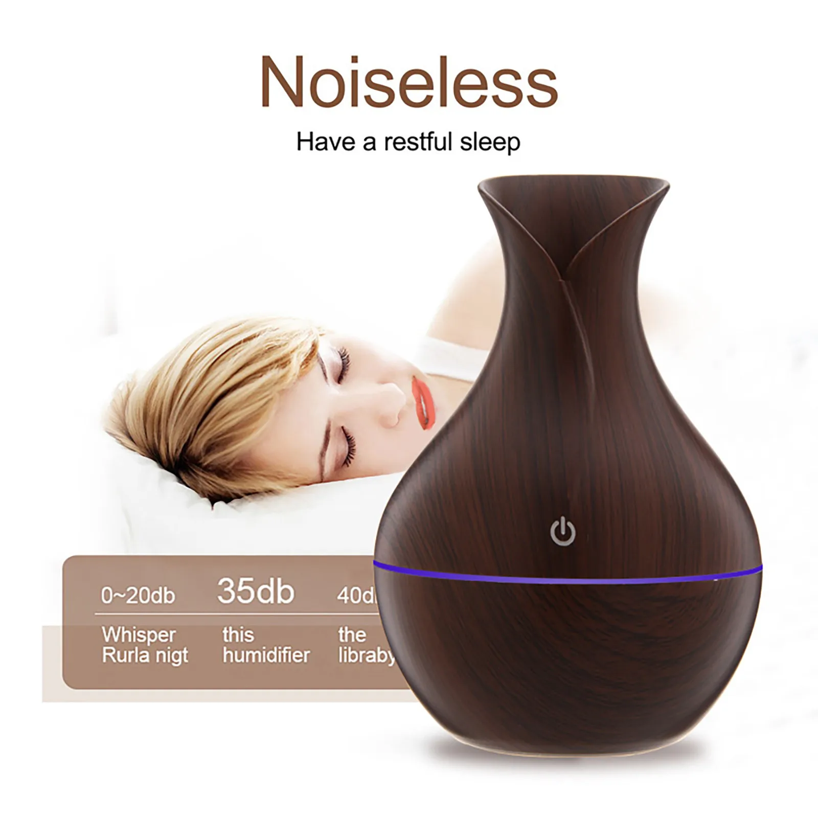 Electric Humidifier Essential Aroma Oil Diffuser Ultrasonic Wood Grain Air Usb Mist Maker With Led Light hogar | Дом и сад