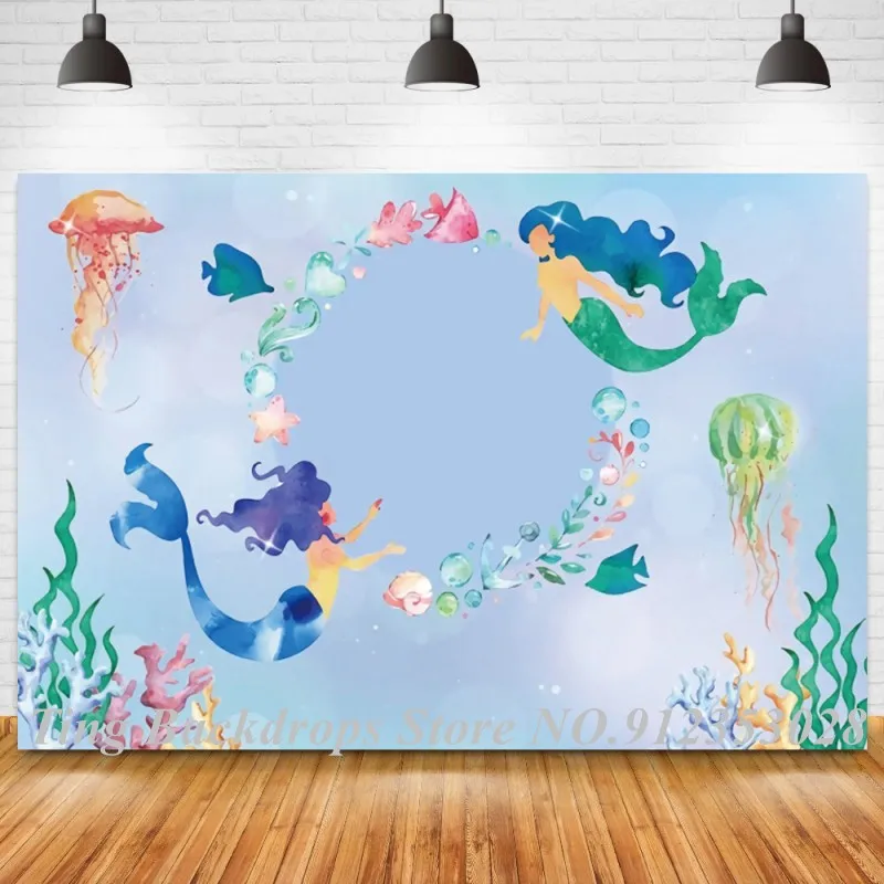 

Виниловый фон для фотосъемки новорожденных с изображением русалки принцессы рыб