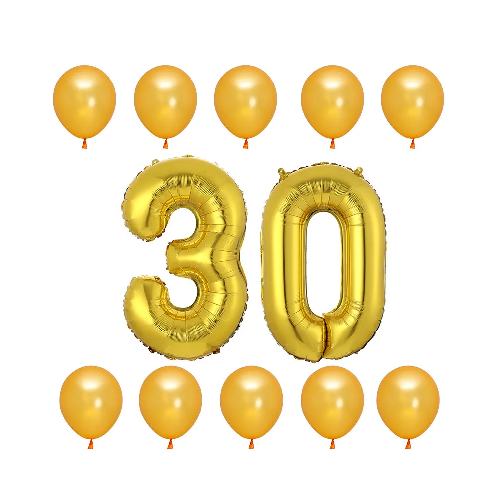 12 шт./лот 30/40 дюймов розовое золото с цифрой фольги гелиевые шары 30-летние