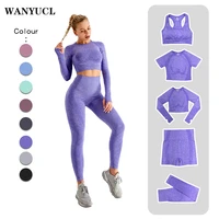 235pcs seamless women yoga set workout sportswear gym clothing fitness long sleeve crop top high waist leggings sports suits