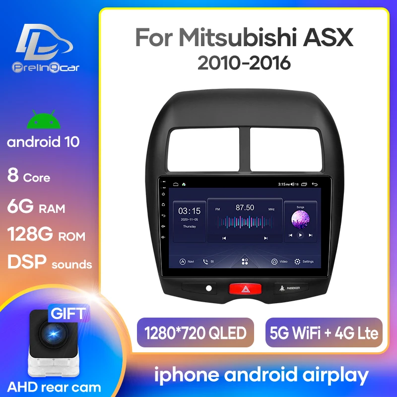 Автомагнитола Prelingcar стерео-ресивер на платформе Android 10 для Mitsubishi ASX 2010-2016 с