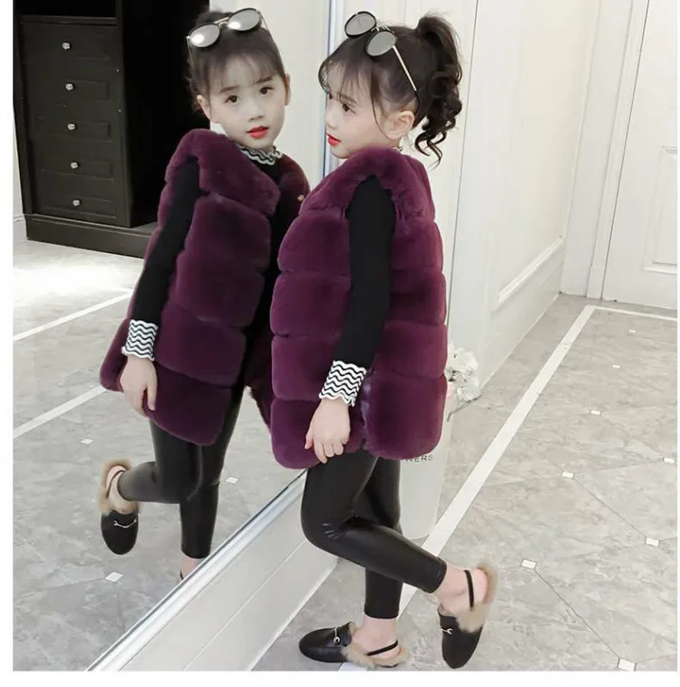 Меховой жилет для девочек зимняя безрукавка теплая верхняя одежда детей на осень