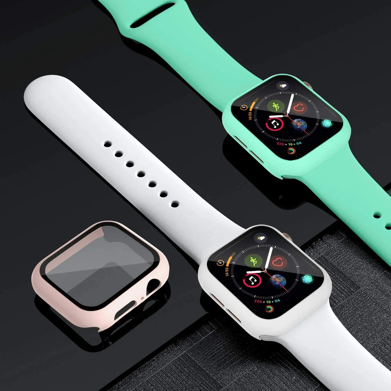 Стекло + чехол ремешок для Apple Watch band 44 мм 40 38 42 силиконовый смарт часов iWatch 3 4 5 6 se