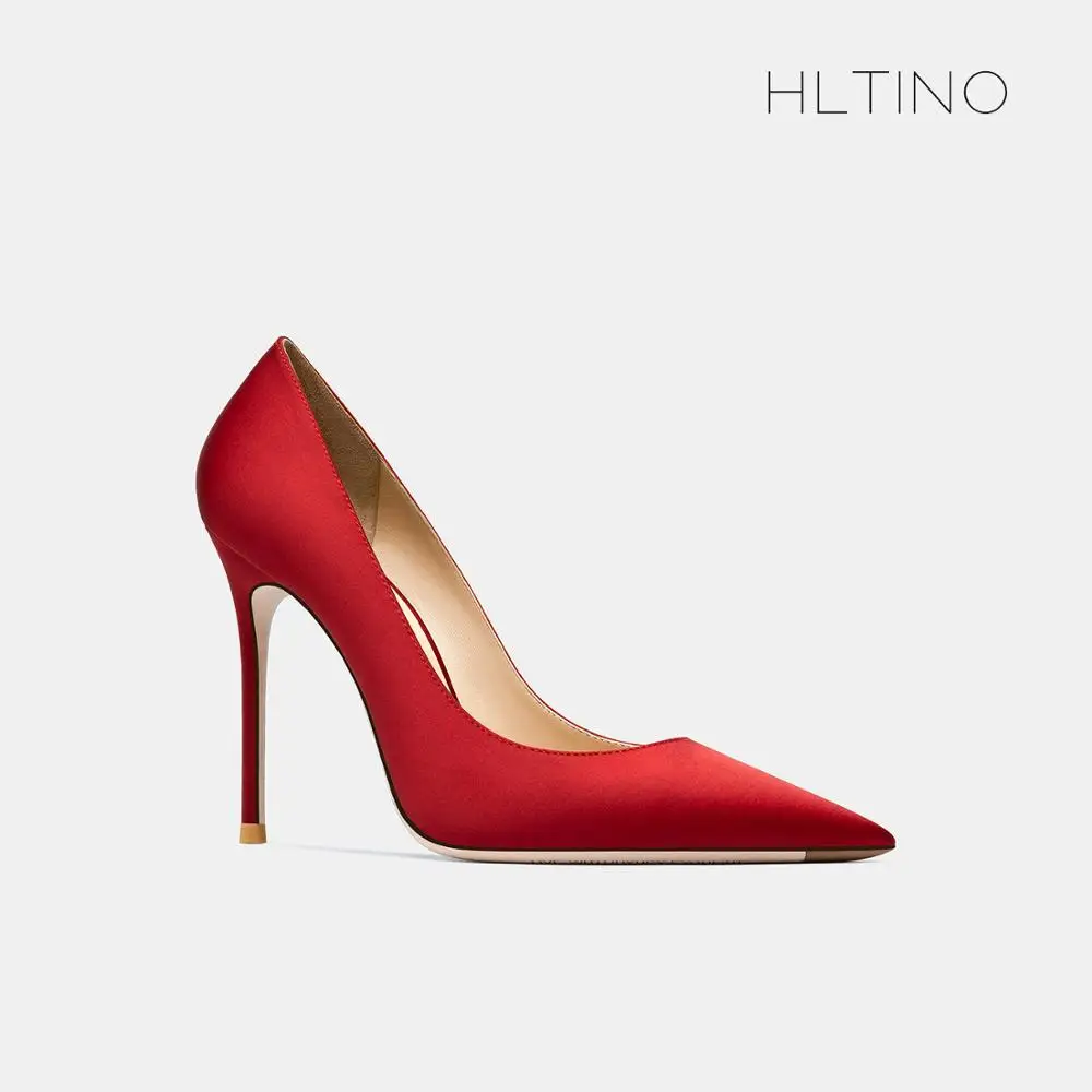 

Free shipping fashion women pumps red satin pointy toe stiletto heels Designer pumps bridal wedding shoes