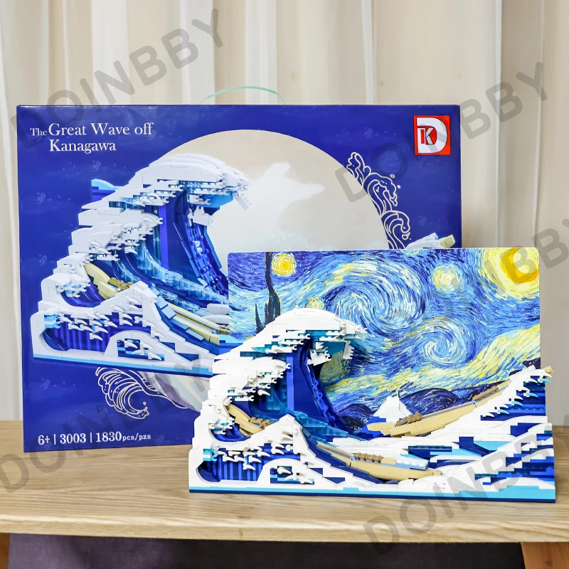 

Ideas Moc Classic Series The Great Wave off Kanagawa 3D Painting Pixel Art Mosaic Painting Modular Bricks Model Building Blocks
