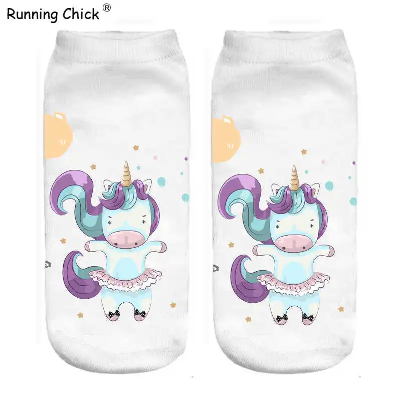 Бег цыпленок девушка Единорог балетные костюмы для танцев 3d печати носки до