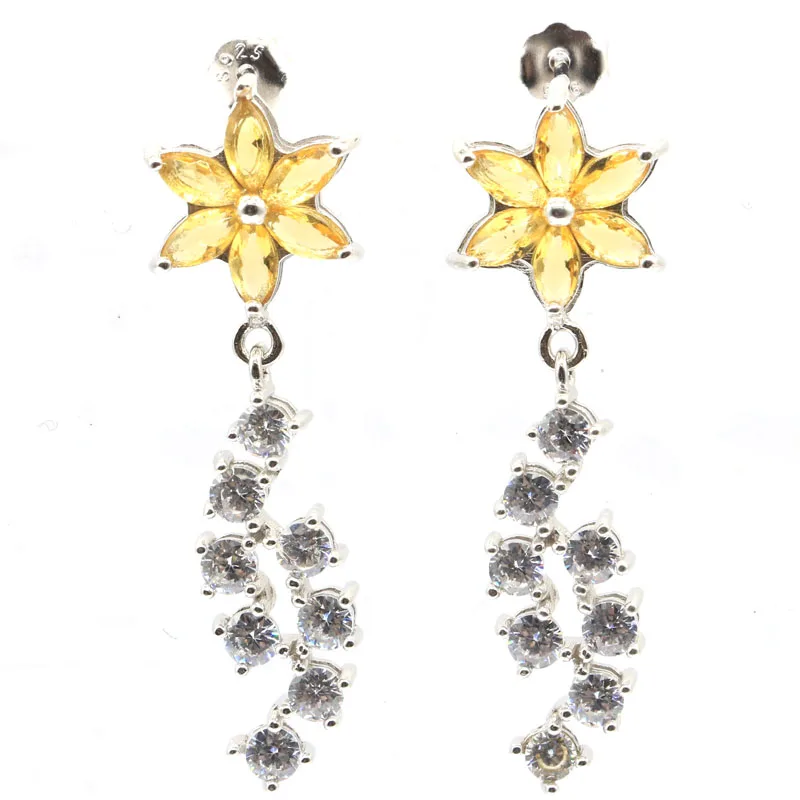 Женские серьги пусеты 4 6 г из серебра 925 пробы с золотым цитрином 38x12