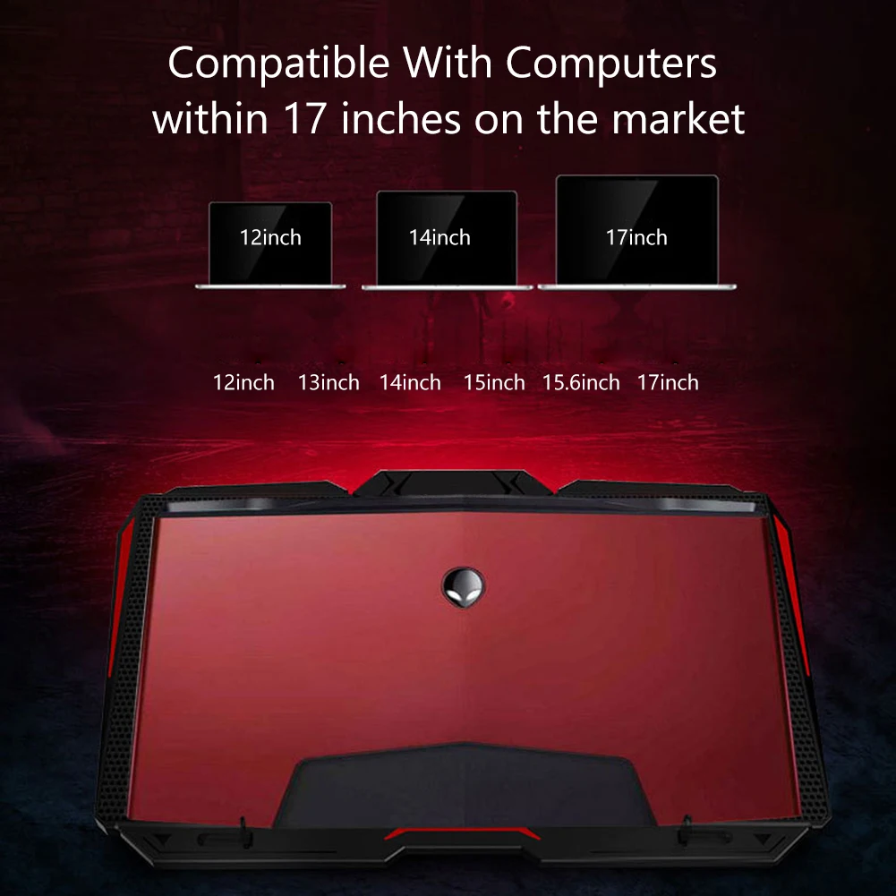 

5 Fans Laptop Cooler Holder Riser 8 Levels Height Adjustable Gaming Notebook PC Cooling Pad Support within 17 inch