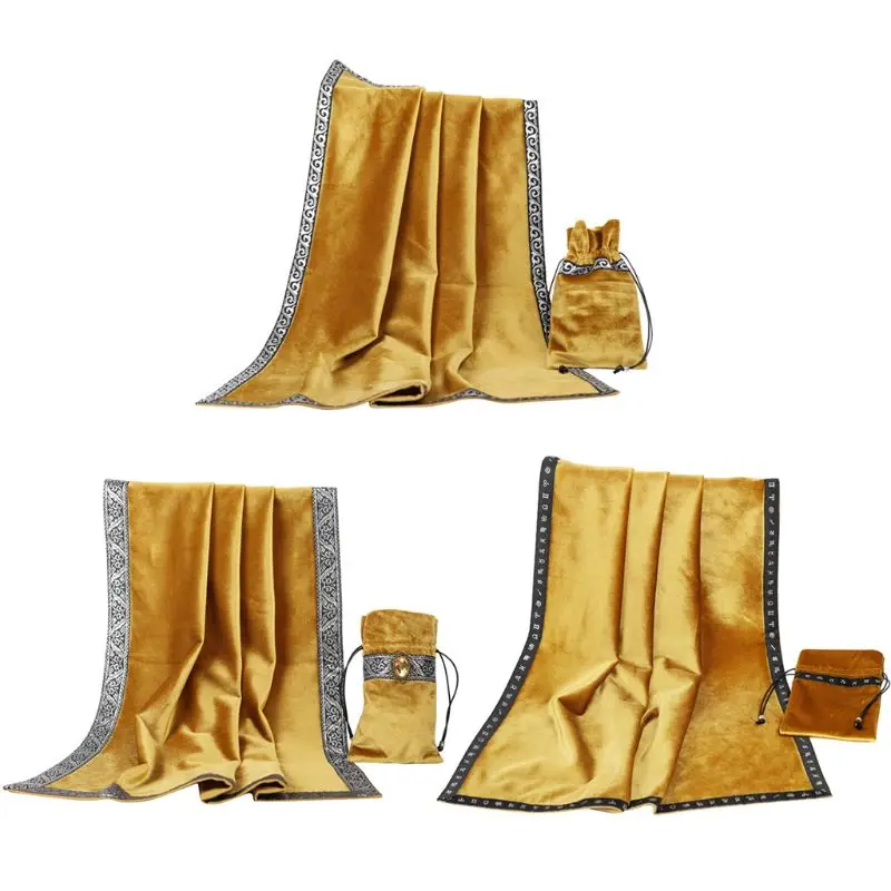 Золотая скатерть Таро с сумкой для карт бархатная ткань алтаря таро гадания