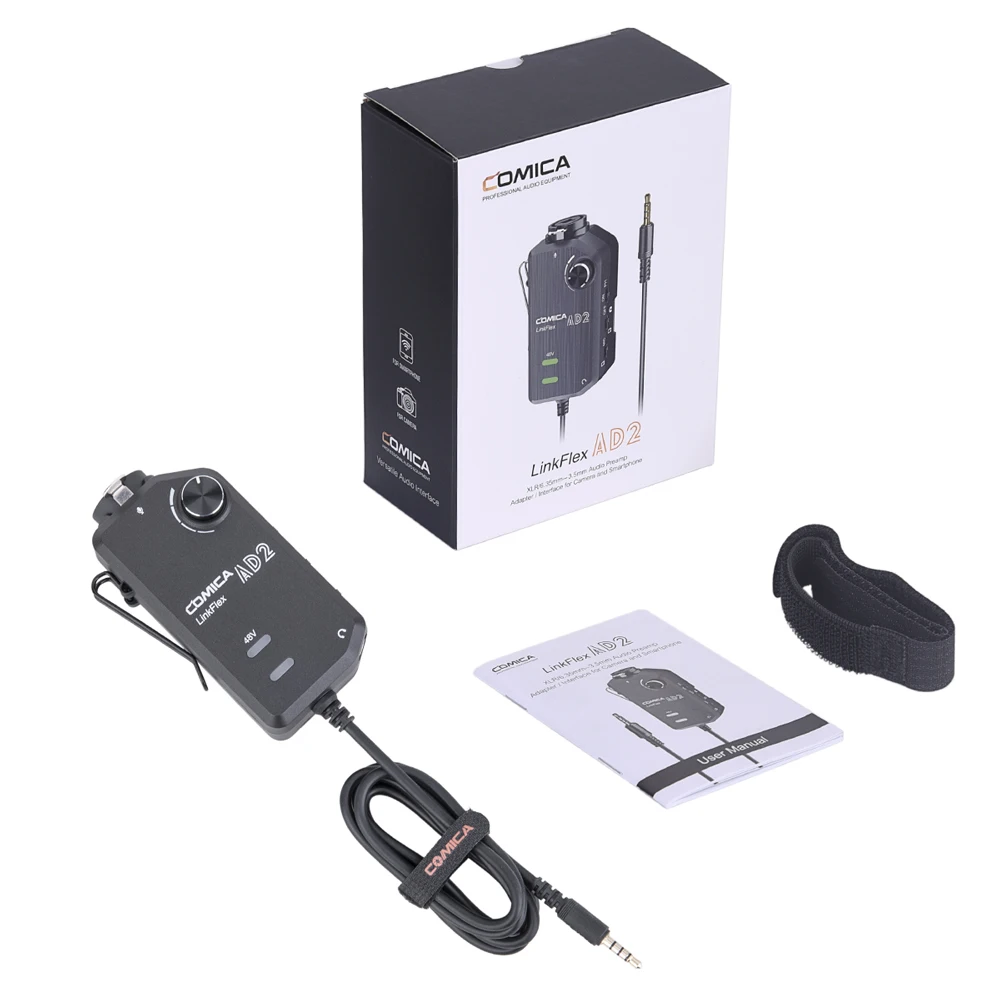 Аудио адаптер COMICA LinkFlex AD2 XLR/6 35 мм до 3 5 с фантомным питанием для iPhone/Android/Nikon/Canon