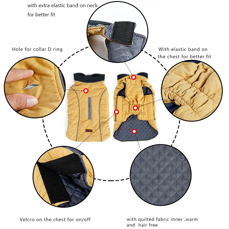 

High Quality Dog Clothes Quilted Dog Jacket Winter Clothes For Big Dogs Yorkshire Terrier Jacket Warm Dog Coats For Large Dogs