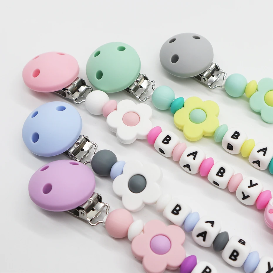 60pc Baby Teether Silicone Teethers BPA Free Abacus Lentils Beads Silicone Beads Baby Teething Nursing Pacifier Clip Accessories