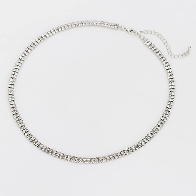 Goth Zircon Choker Necklace Rhinestone Crystal Collares Chain Statement Necklaces For Women Jewelry | Украшения и аксессуары