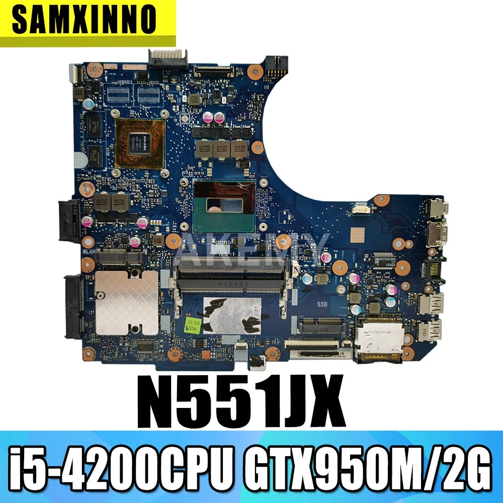 

N551JX/N551JK Motherboard i5-4200CPU GTX950M/2G For ASUS G551JX N551JX G551J N551J Laptop Motherboard N551JK Mainboard test 100%