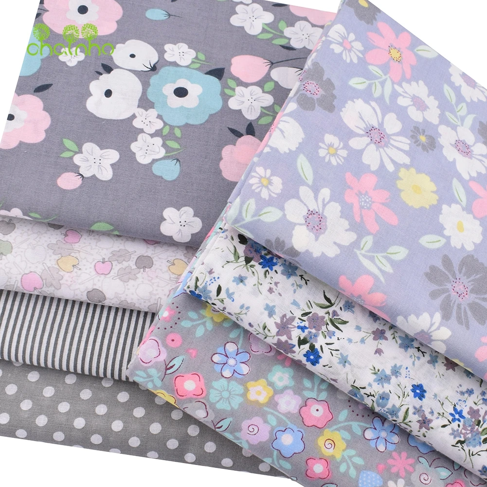 Chainho 7 шт./лот серая Цветочная хлопчатобумажная простая тонкая ткань Лоскутная
