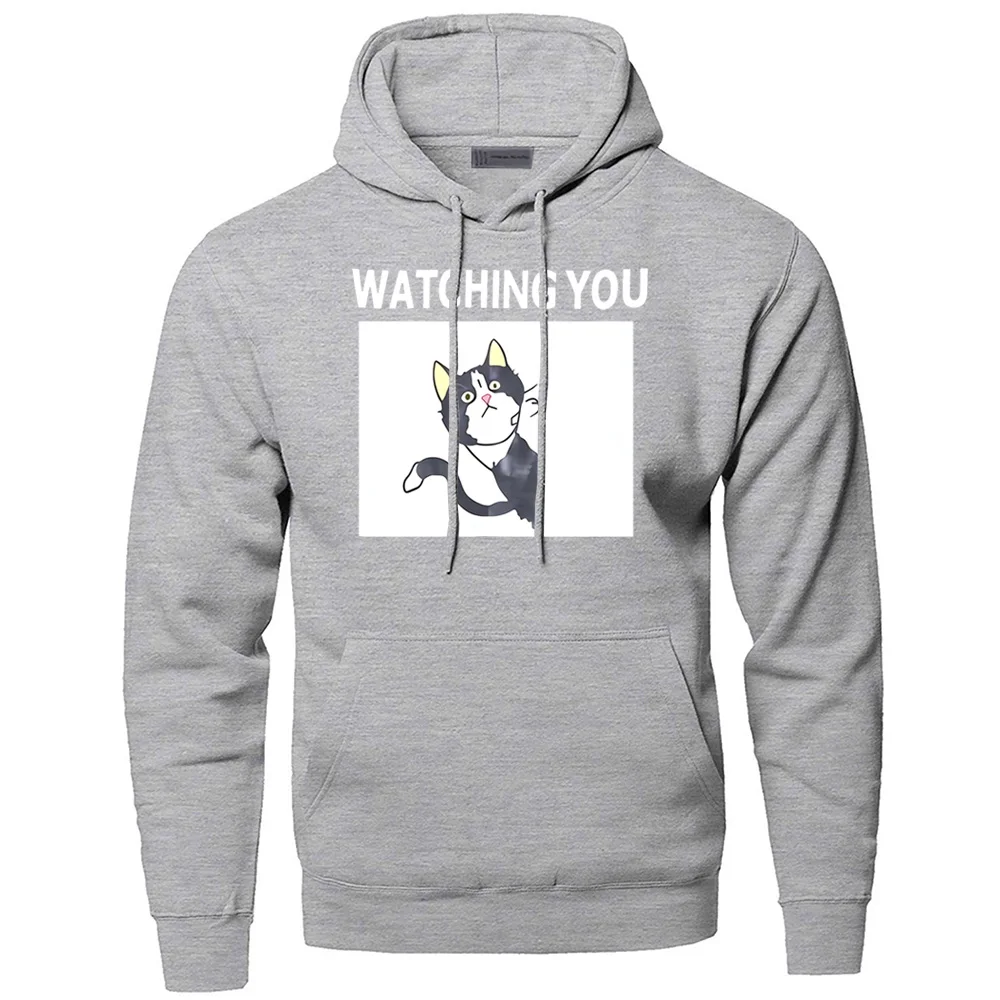 С изображением животных котов следит за вами толстовки с капюшоном для мужчин