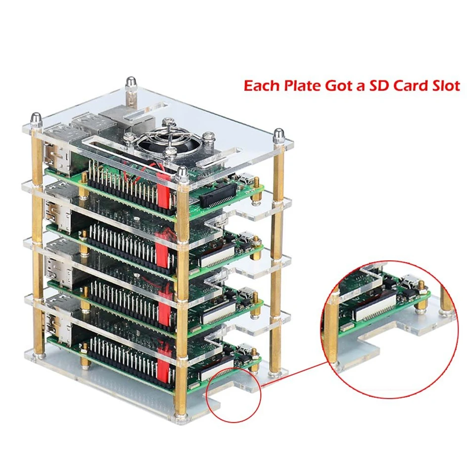 Прозрачный акриловый чехол Aokin для Raspberry Pi 4 слойный 4B 3B + 3 Model B 2B +|Аксессуары