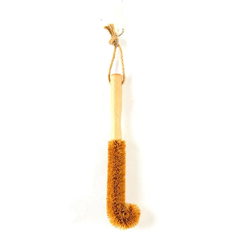 

Practical LONG HANDLE CUP BRUSH Brown Wash Cup Brush Kitchen Brush CUP Son Wood Bottle Brush Glass Cleaning Brush 360 Degree