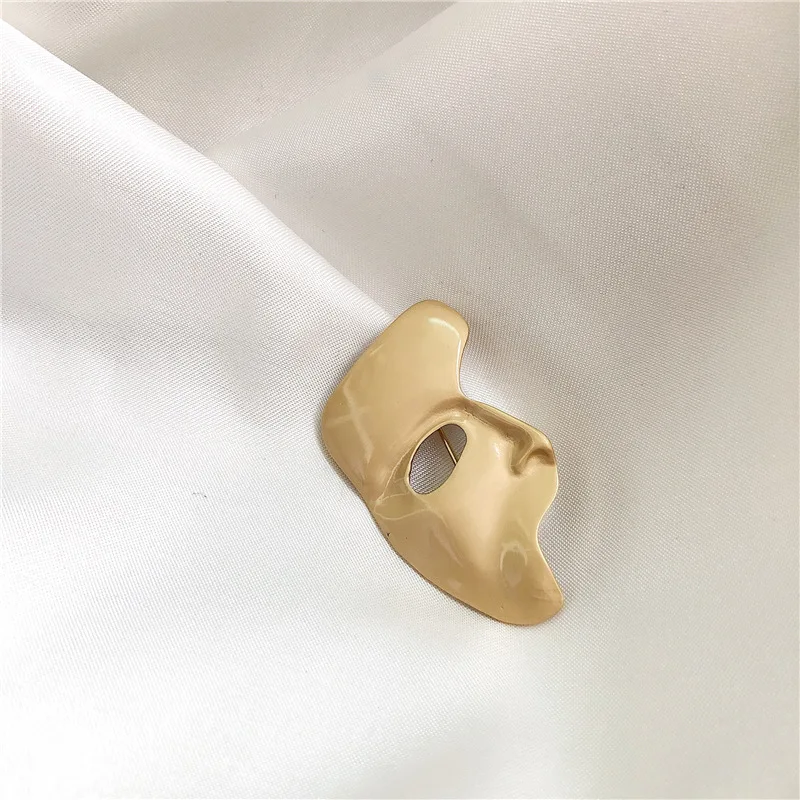 Винтажные крупные броши серьги в комплекте золотистые металлические