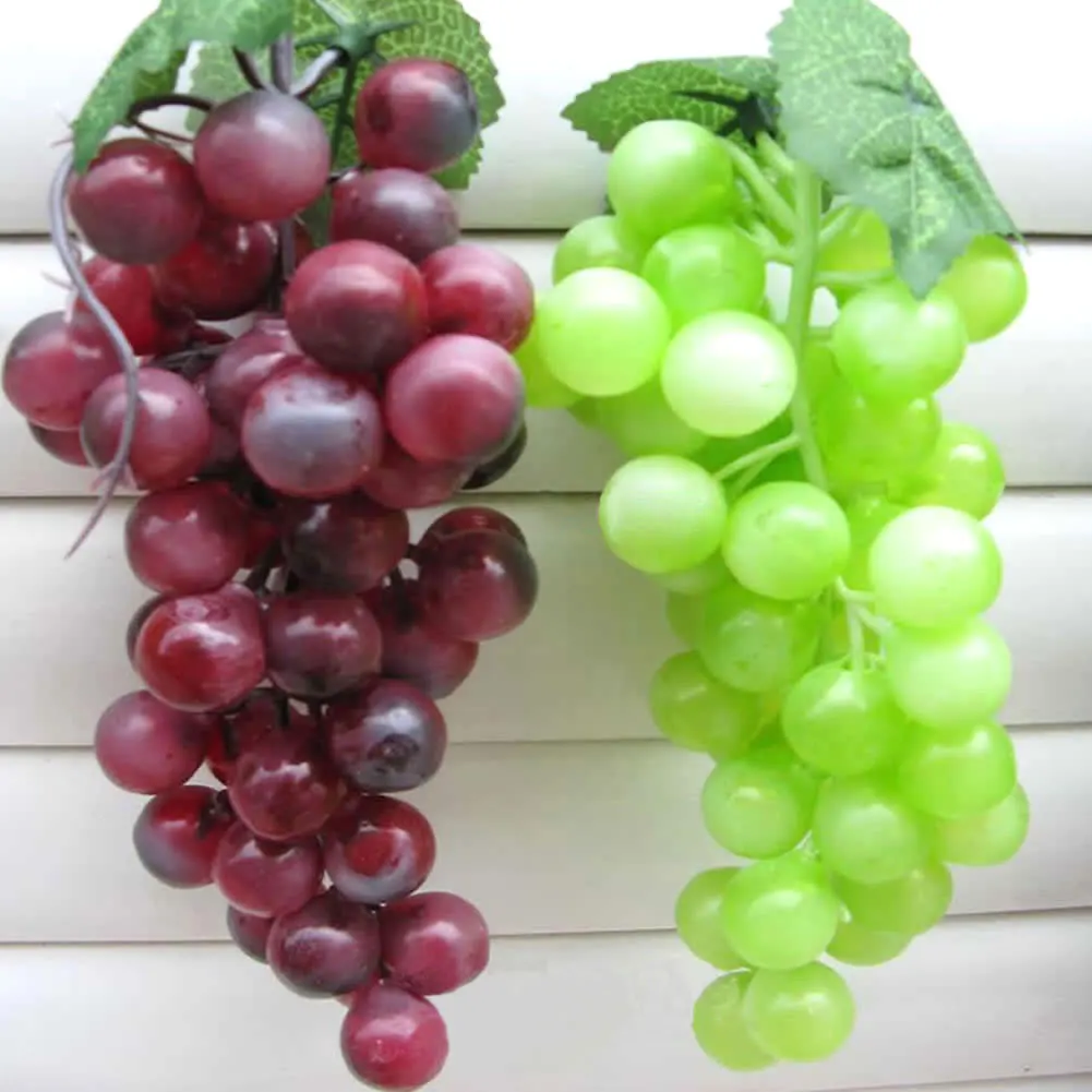 

17 см реалистичный муляж грозди искусственный виноград зеленый фиолетовый цвет пластиковые искусственные фрукты еда домашнего декора