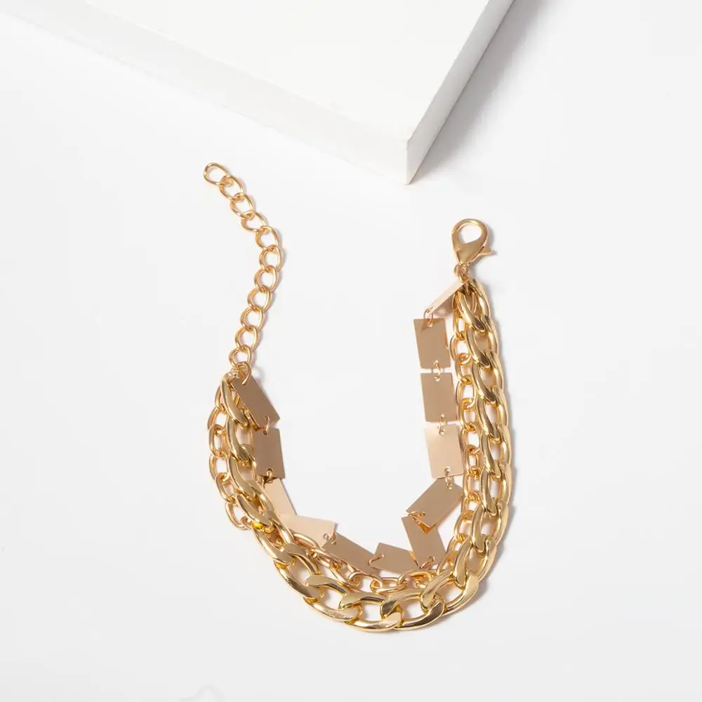 SHIXIN панк 3 слоя очаровательные браслеты для женщин Золотой/Серебряный цвет