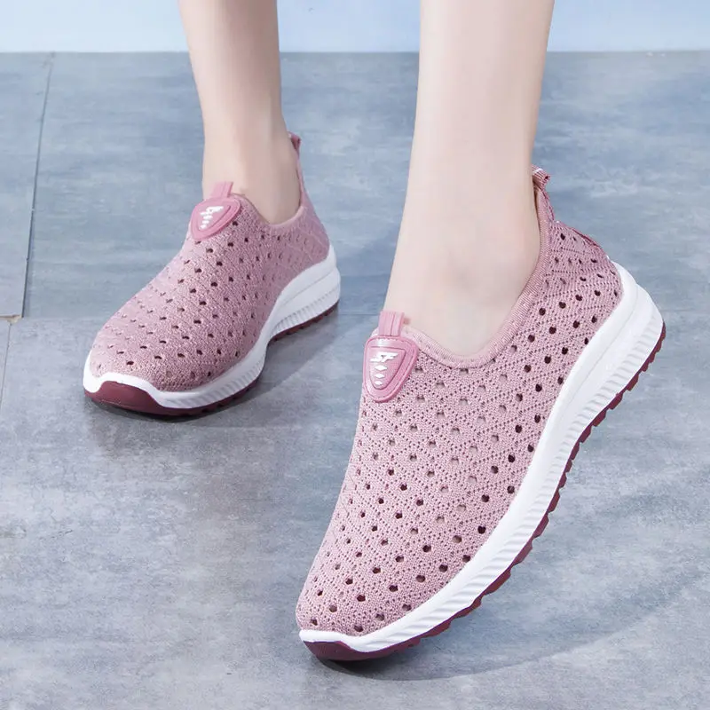 

Женские сетчатые туфли, старые Пекинские тканевые кроссовки, дышащая сетчатая повседневная обувь для мам среднего возраста, на лето