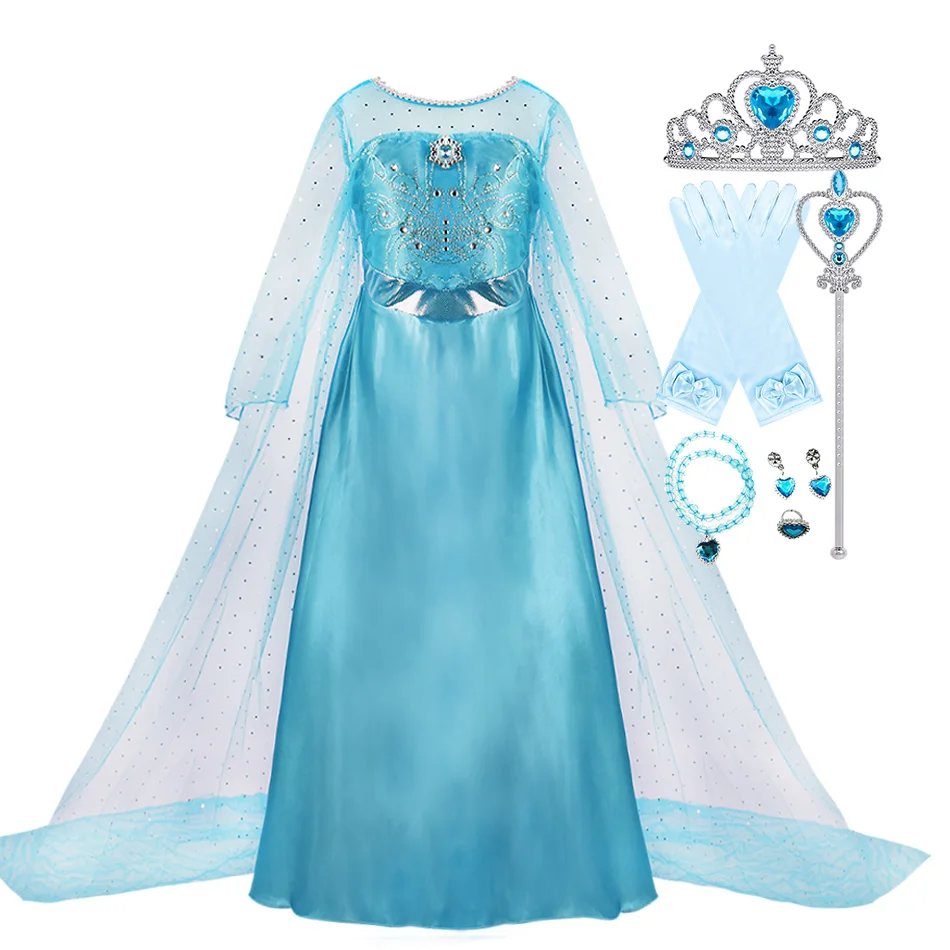 

Baby Girl Elsa Dress Children Cosplay Costume Frozen 2 Girl Dress Up Snow Queen Princess Dress Kids Halloween Christmas Costume