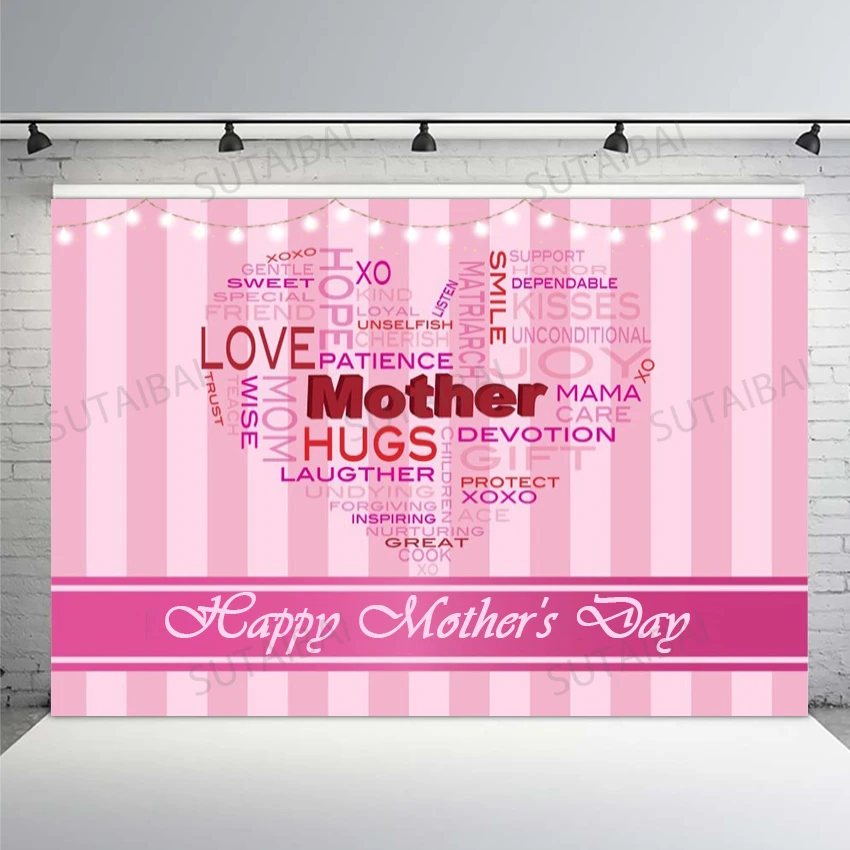 

Love Mother Festival Party Backdrop Photography Happy Mothers Day Photo Backdrop Background Photographic Studio Booth Banner