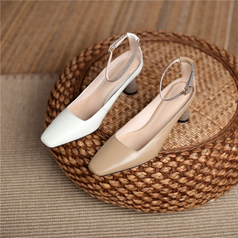 

Hjwsfdcai 2021New Spring Women Buckle Strap Shoes Elegant Ladies Pointed Toe High Heel Shoes Genuine Leather Outdoor Mujer Shoes