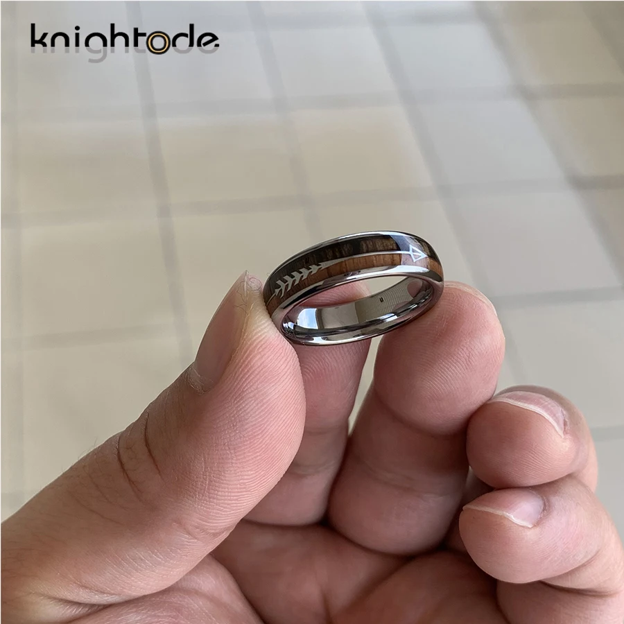 Кольцо из карбида вольфрама диаметром 6 мм инкрустация дерева Koa для мужчин
