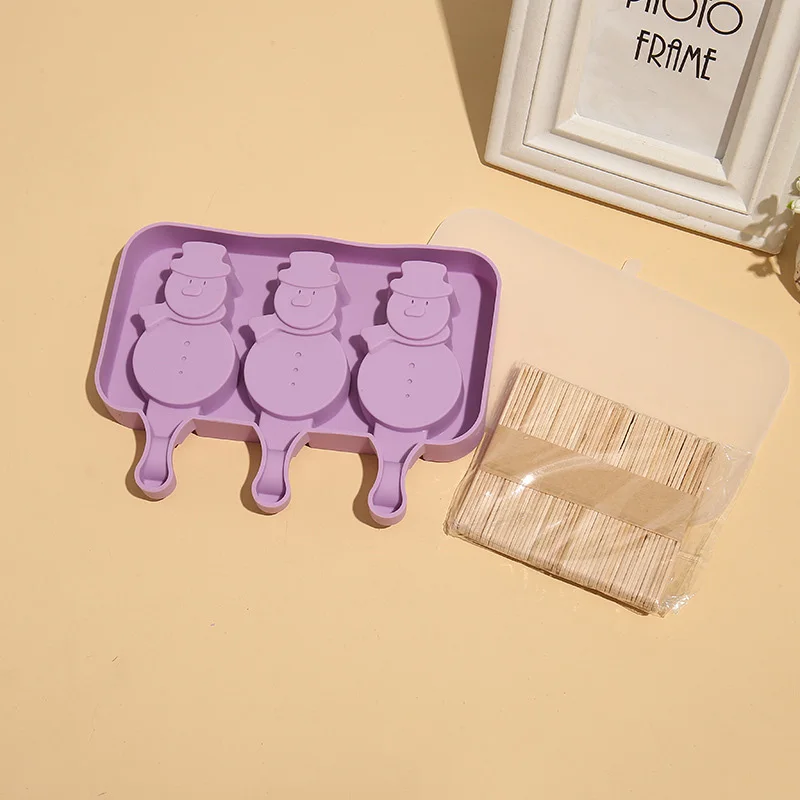 

Silicone Ice Cream Mold DIY Homemade Popsicle Molds Freezer Juice 3 Cell Big Size Ice Cube Tray Popsicle Barrel Maker Mould Tool