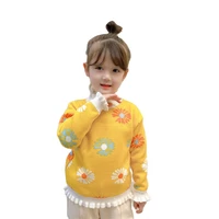childrens clothing girls sweater 2021 new winter velvet childrens sweater girls knitting sweaters round neck pullover kids tops