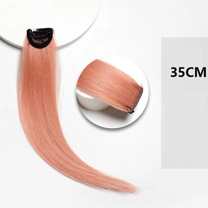 

Synthetic Hairpiece Extension One Piece Hair Clip Streak Fake Hair Strands Cosplay Tool Long Silky Straight