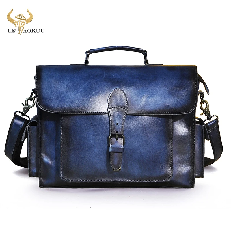 Men Genuine Leather Designer Business Briefcase 13