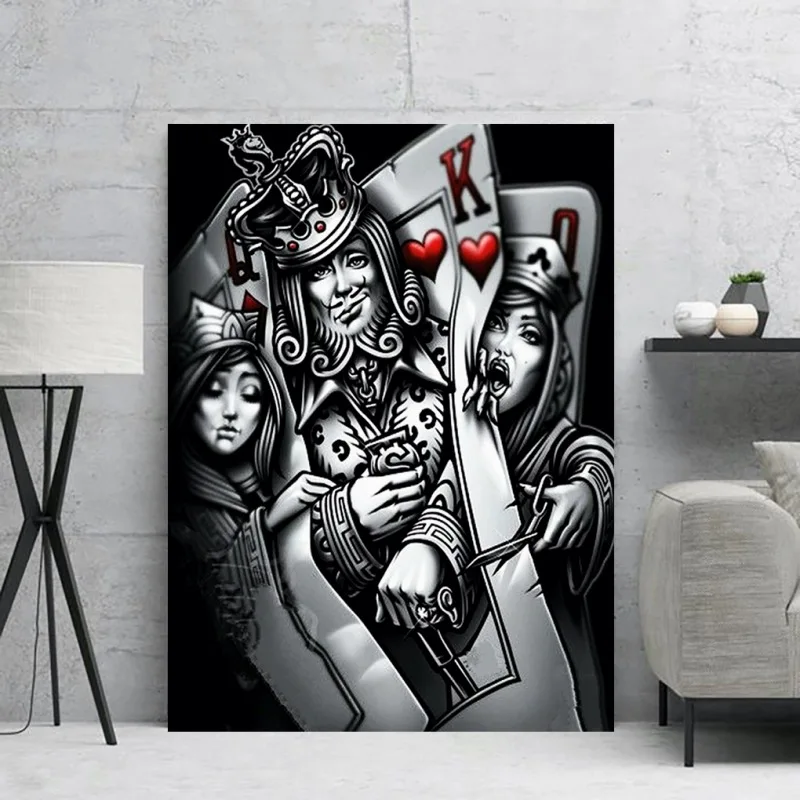 

Wall Art Posters Canvas Painting Black And White Poker Characters Canvas Prints Nordic Style Poster Decorative Canvas Art