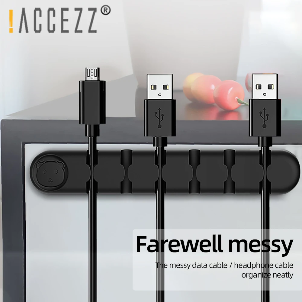 !ACCEZZ 6 Holes Cable Organizer Holder Wire Winder Cord Cute Design Silicone Clip Cables Protector Desktop Management Organiser |
