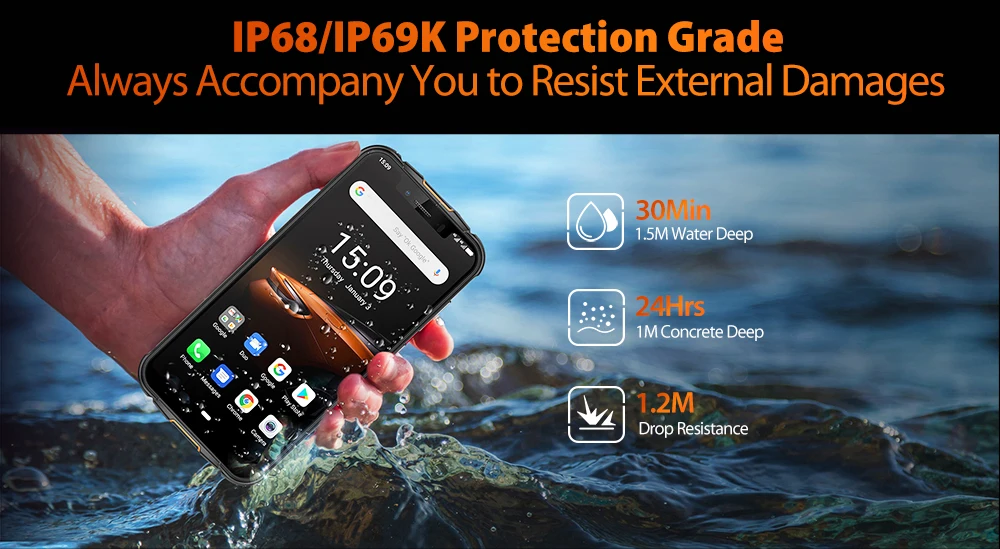Ulefone Armor 5S IP68 водонепроницаемый прочный смартфон Otca-core Android 9,0 4 Гб+ 64 Гб Dual SIM 4G мобильный телефон NFC Беспроводная зарядка