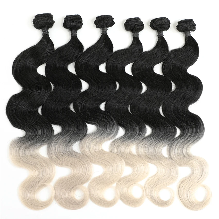 

Ombre Hair Bundles Synthetic Hair Extensions Body Wave Bundles T613 6pcs 24 inch Hair Weaves All in one Pack 240 G