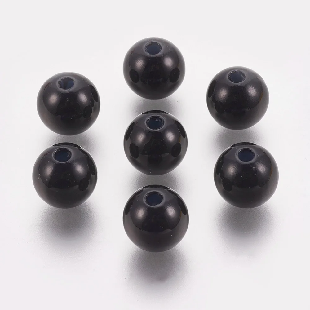 

500g ABS Plastic Imitation Pearl Beads Round Black 7.5~8mm Hole: 2.3mm about 2000PCS s/500g