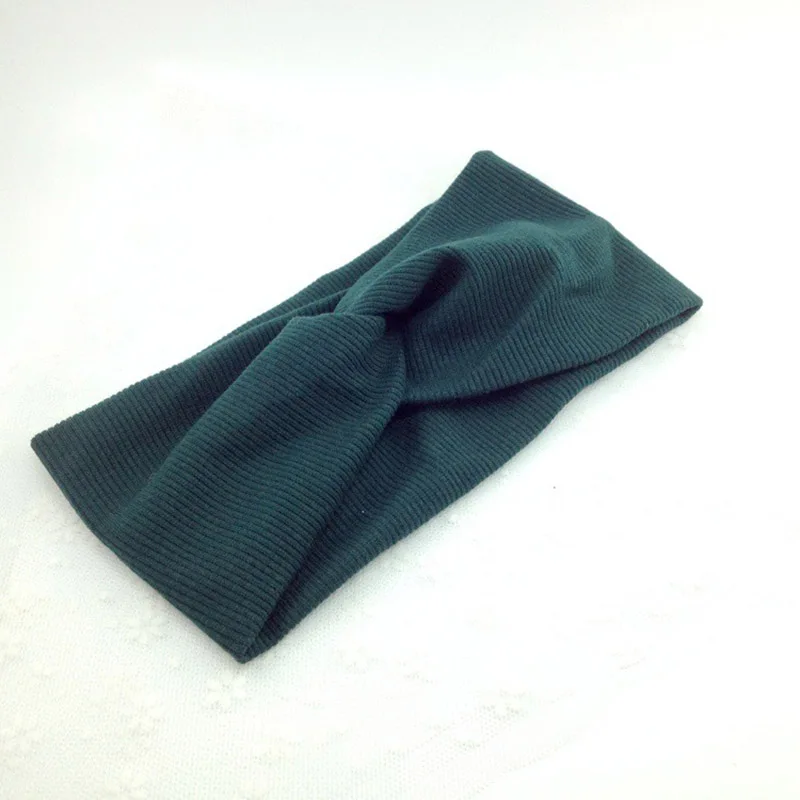 style 1 Green Зимняя женская повязка на голову тюрбан однотонная вязаная ребристая Теплая повязка на голову с ушками широкие эластичные резинки для волос повязка на голову для девушек и девушек головной убор - Цвет: style 1 Green