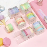 5pcsbox cute macaron solid colorful washi tapes scrapbooking diy decoration student stationery masking tapes