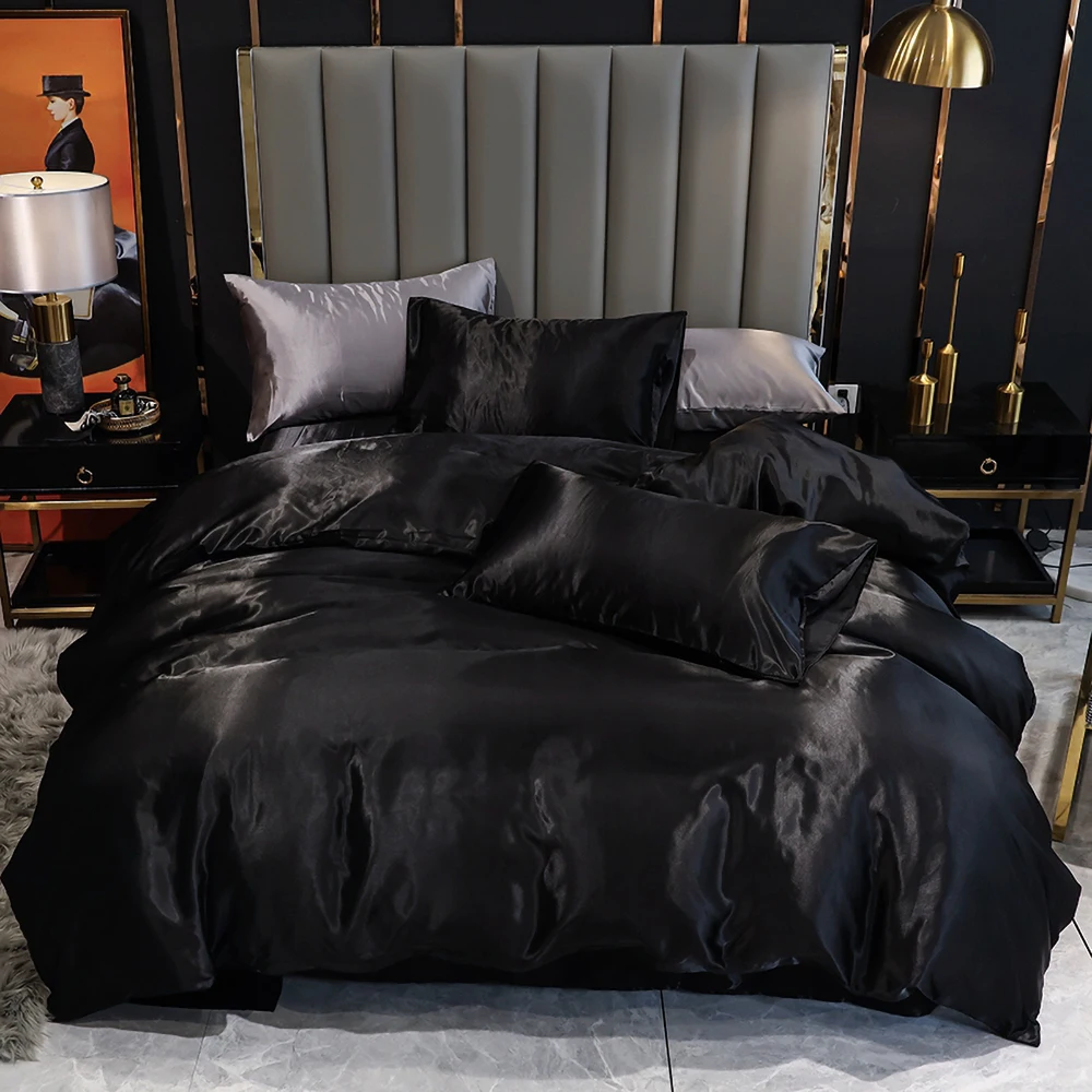 

Luxury Silk Bedding Set Pure Duvet Cover Set Quilt Case Red Bedding Bag King Queen Double Twin Full Size Bed Linen