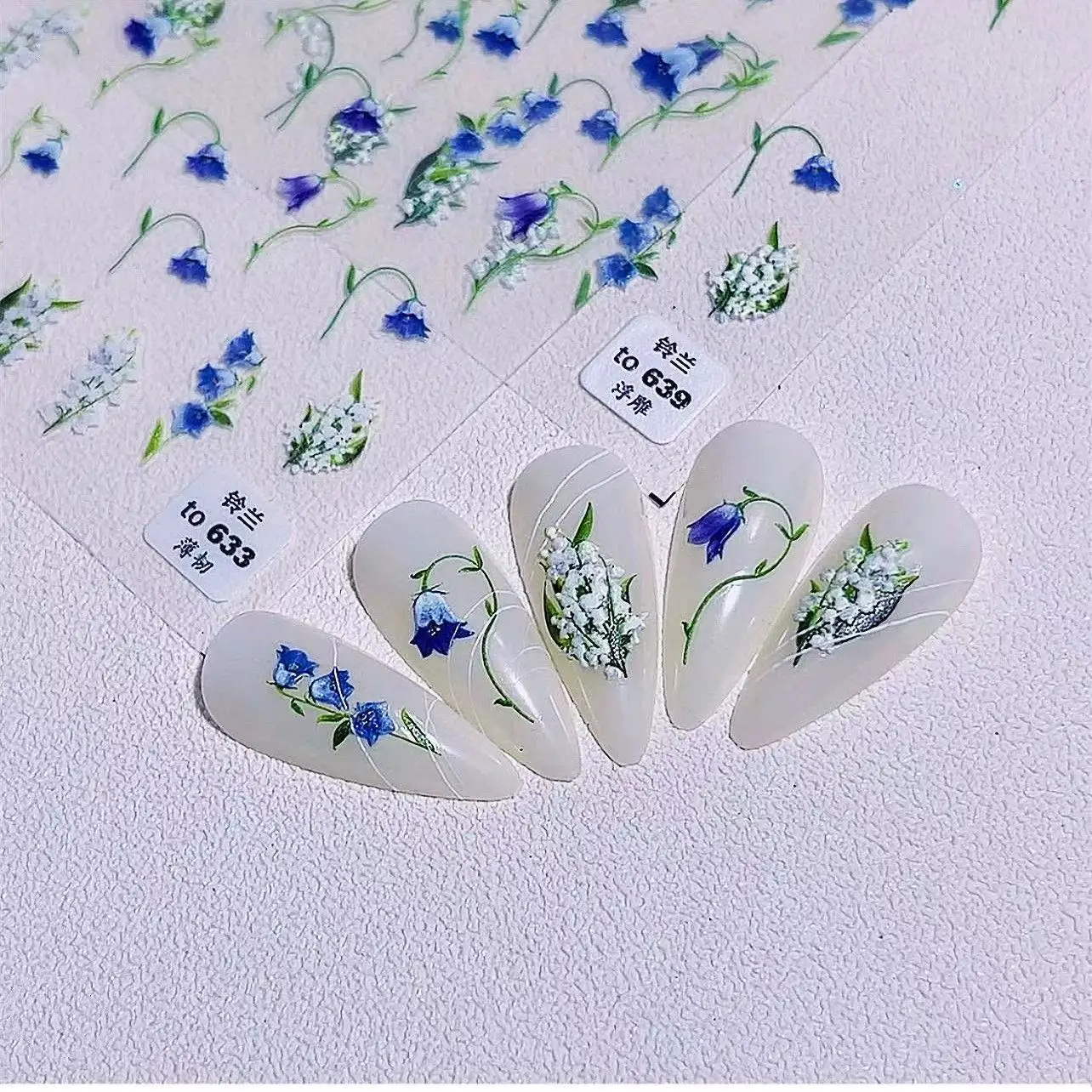 

3D Nail Art Flower Stickers Lily Of The Valley Floral Flowers Nail Polishing Stickers Self Adhesive Nail Decoration For Manicure