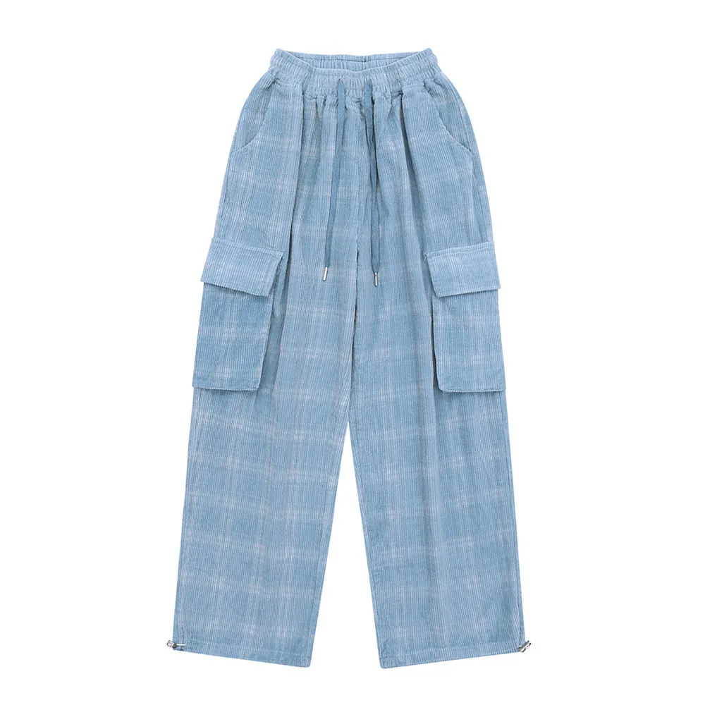 

Брюки-карго вельветовые в клетку для мужчин и женщин, популярные мешковатые брюки с широкими штанинами в стиле бойфренд, для осени и зимы