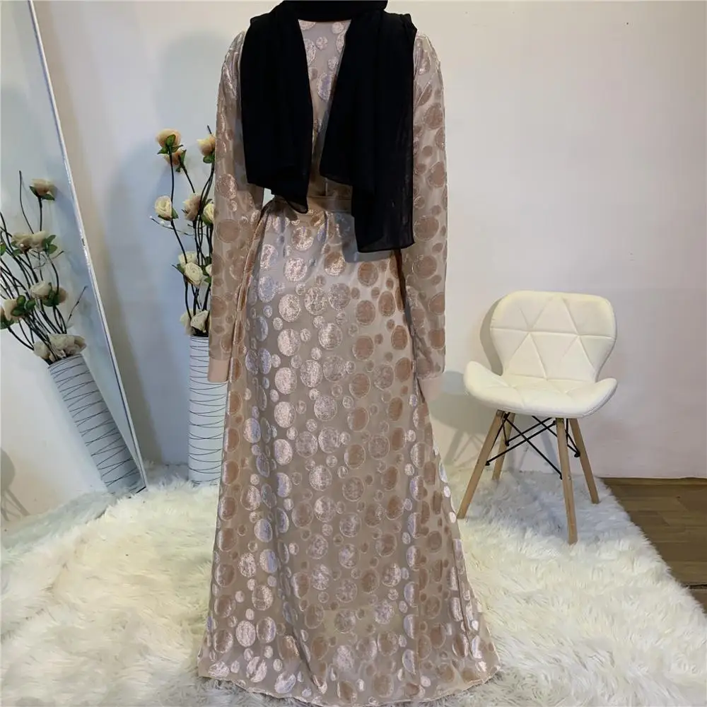 Высококачественное красивое женское скромное модное бархатное платье с