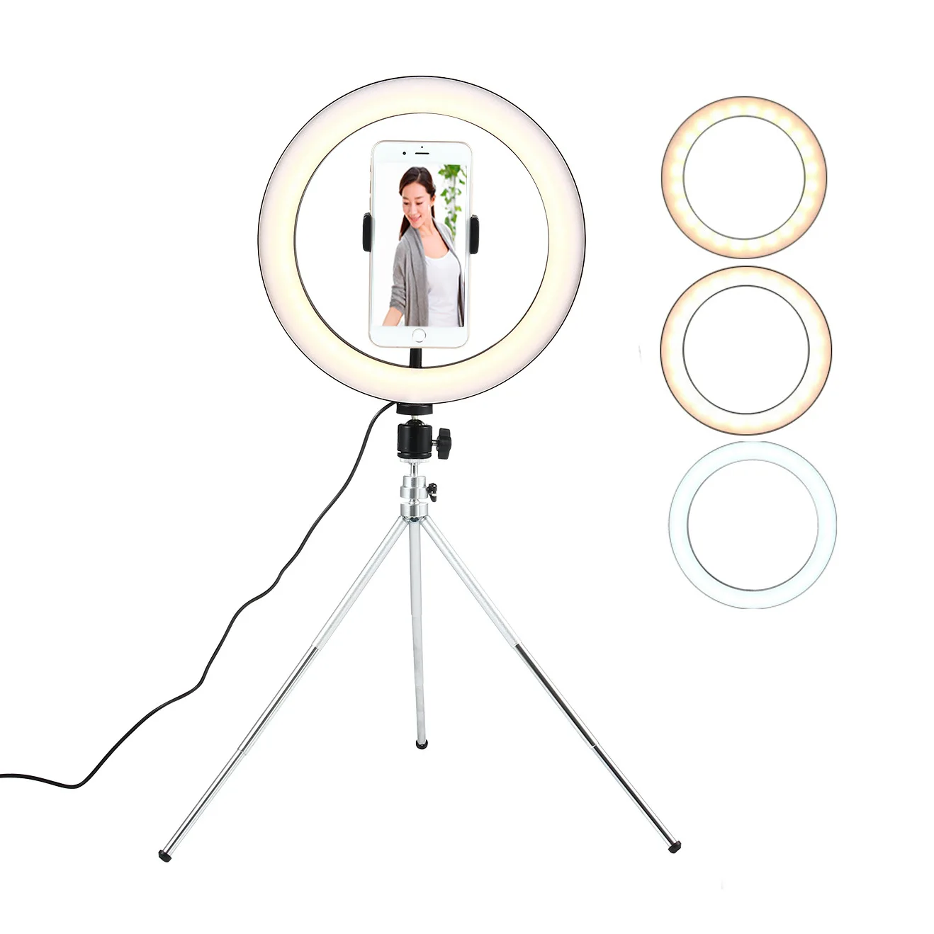 

10.23 Inch Adjustable LED Beauty Ring Lamp With Three Tipod Net Red Live Light Supplement Mobile Phone Bracket