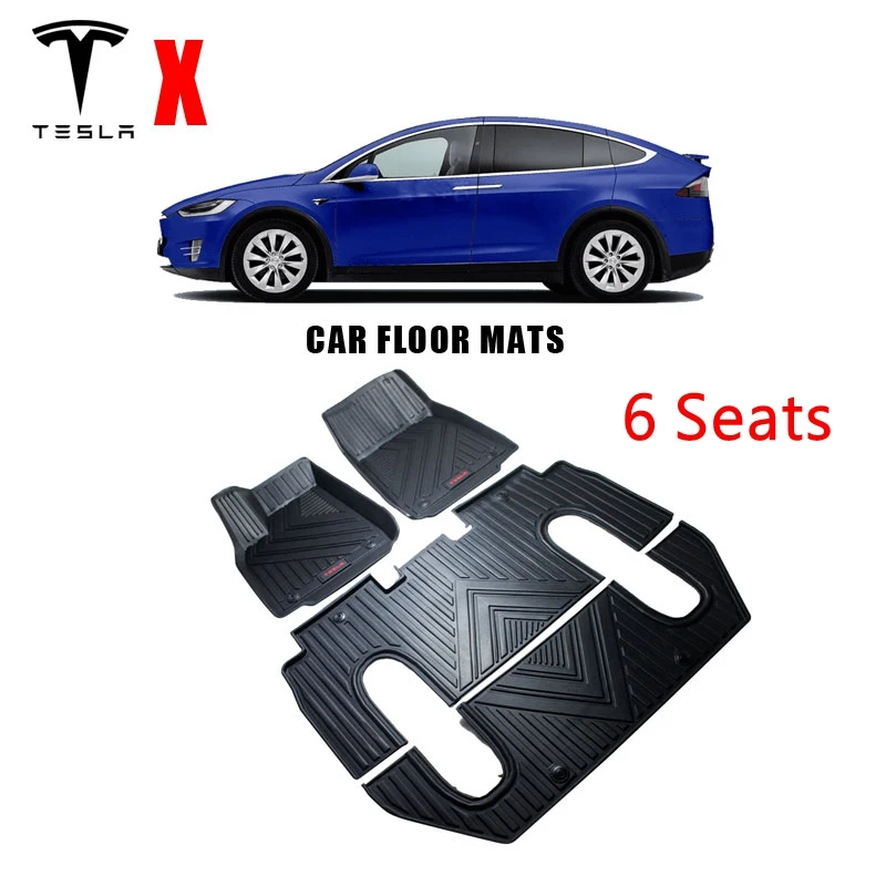6 seats X mats Audew для Tesla модель X TPO передние и задние черные 6/7 сидений автомобильный напольный коврик подходит для любой погоды напольный ковер покрытие водонепроницаемый прочный - Название цвета: 6 seats X mats